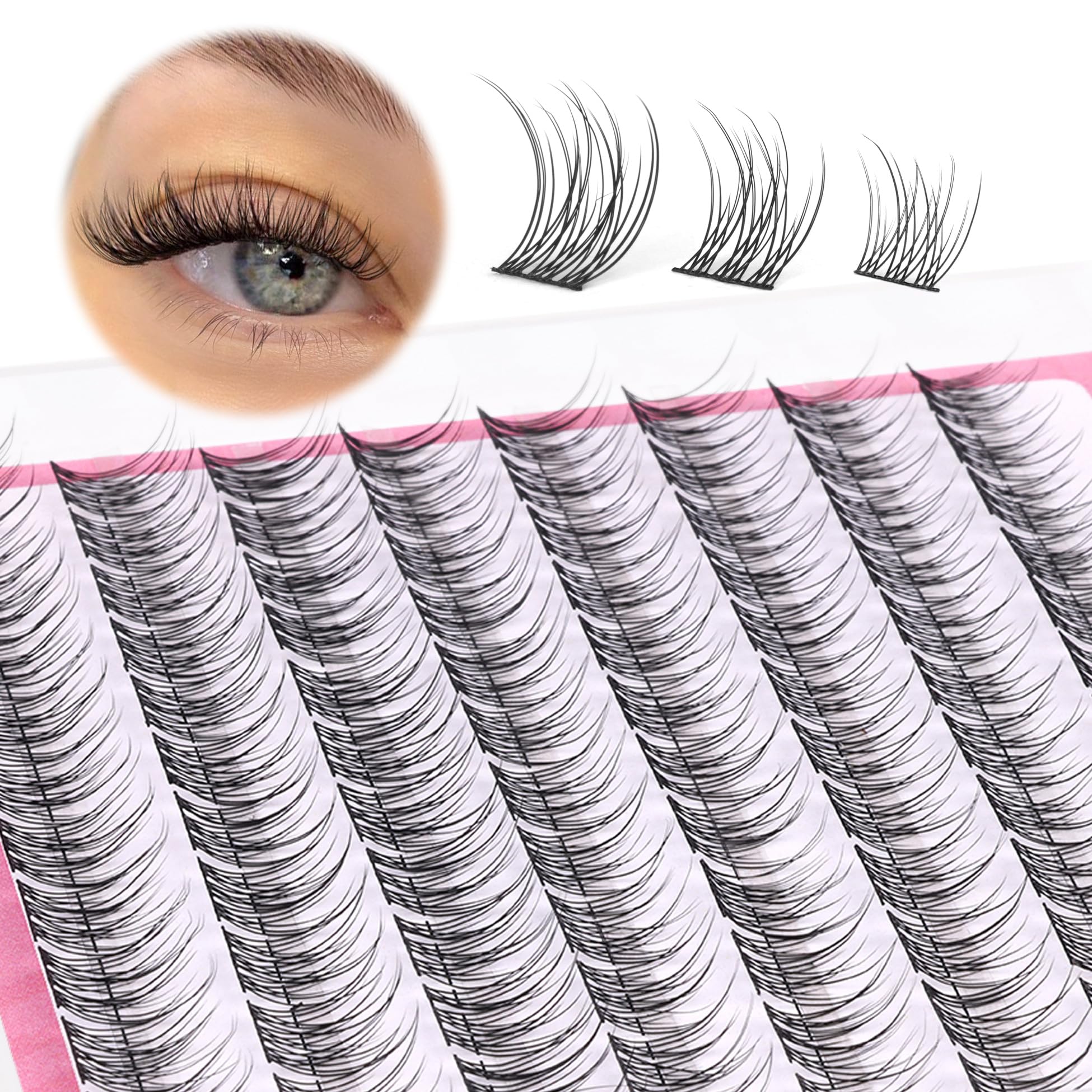 Natural Cluster Lashes Wispy CC Curl 9-11MM Mixed Lengths Eyelash Extension Individual 96 Pcs DIY Lash Extension at Home — image 1