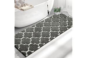 Brakki Gray Bathroom Rugs, Non-Slip Bath Mat, Shaggy Soft and Absorbent Microfiber Bath Rugs, Machine Washable, Quick Dry Runner Bathroom Mats for Bathroom Floor, Tub and Shower,20x60inches
