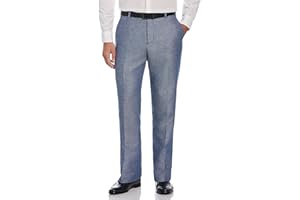 Perry Ellis Men's Portfolio Essential Linen Blend Dress Pants, Durable Solid Twill, Modern Fit, Breathable & Lightweight