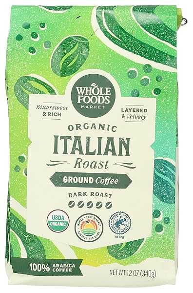 WHOLE FOODS MARKET, ORGANIC GROUND COFFEE, DARK ITALIAN...