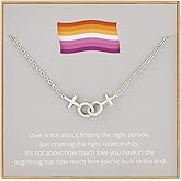 Famdecor Lesbian Pride Gifts Lesbian Necklace LGBT Pride Necklace Gifts Rhinestone Silver Necklaces