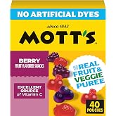 Mott's Berry Fruit Flavored Snacks, Made with Real Fruit Puree, 40 Pack | Gluten-Free, Gelatin-Free, Fat-Free, Made with Real Fruit &amp; Veggie Puree, No Artificial Dyes, Excellent Source of Vitamin C