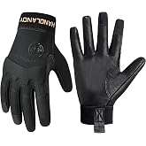 HANDLANDY Tactical Leather Gloves for Men, Cowhide Palm with Knuckle Guard | Skin Tight For Airsoft, Shooting, Motorcycle, Hunting, Hiking, Impact Resistant, ACF