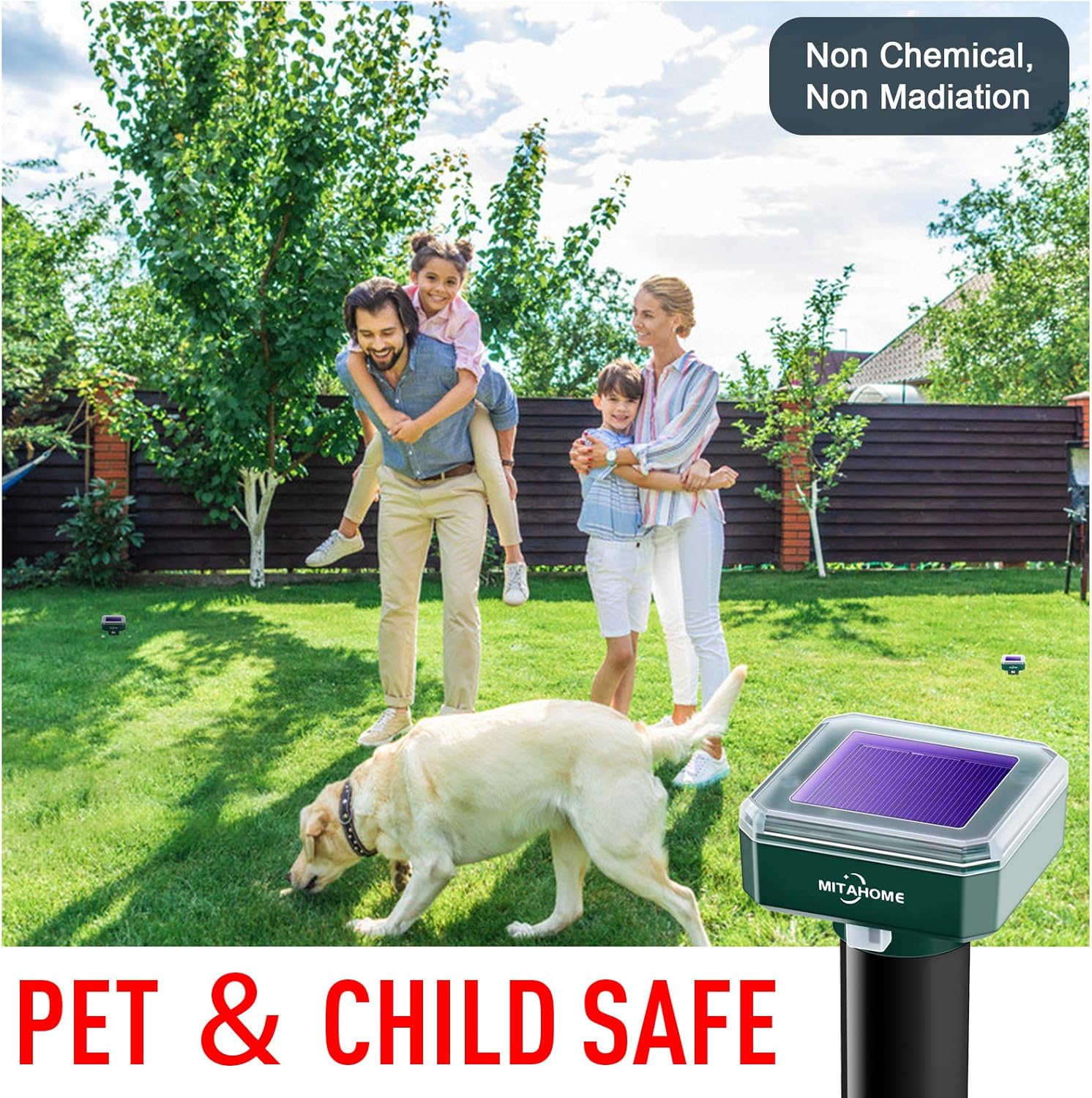 MITAHOME Solar Mole Repellent, 4 Pack Mole Repeller, Solar Powered Ultrasonic Pest Repeller for Mole, Vole, Gopher, Snakes and Other Rodent Animals of Outdoor Use(Square) : Garden & Outdoor