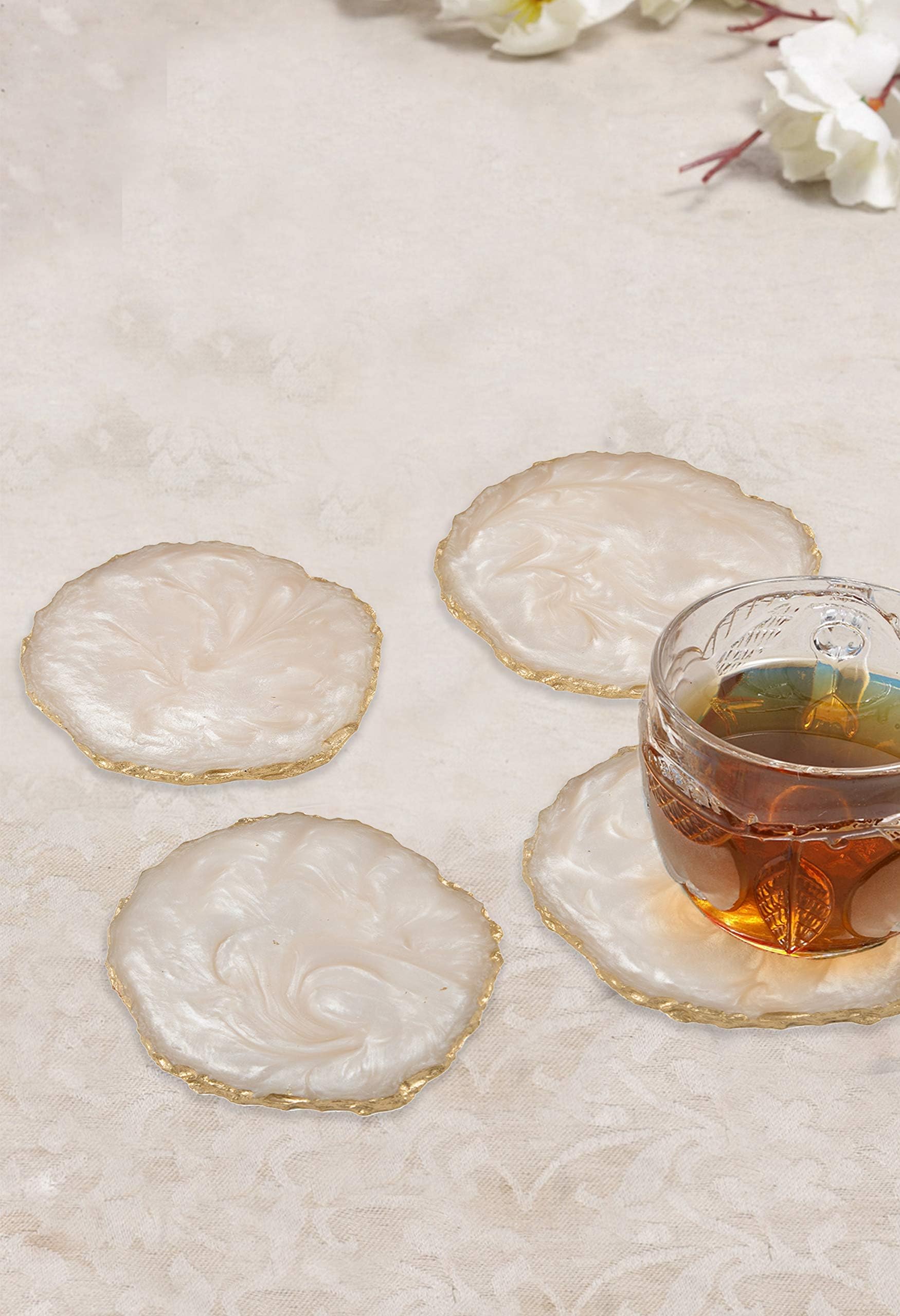 YD Designs INSTOOK Stone Coasters for Drinks Set of 4 Drink Coaster Mats for Kinds of Mugs and Cups (4 Piece)