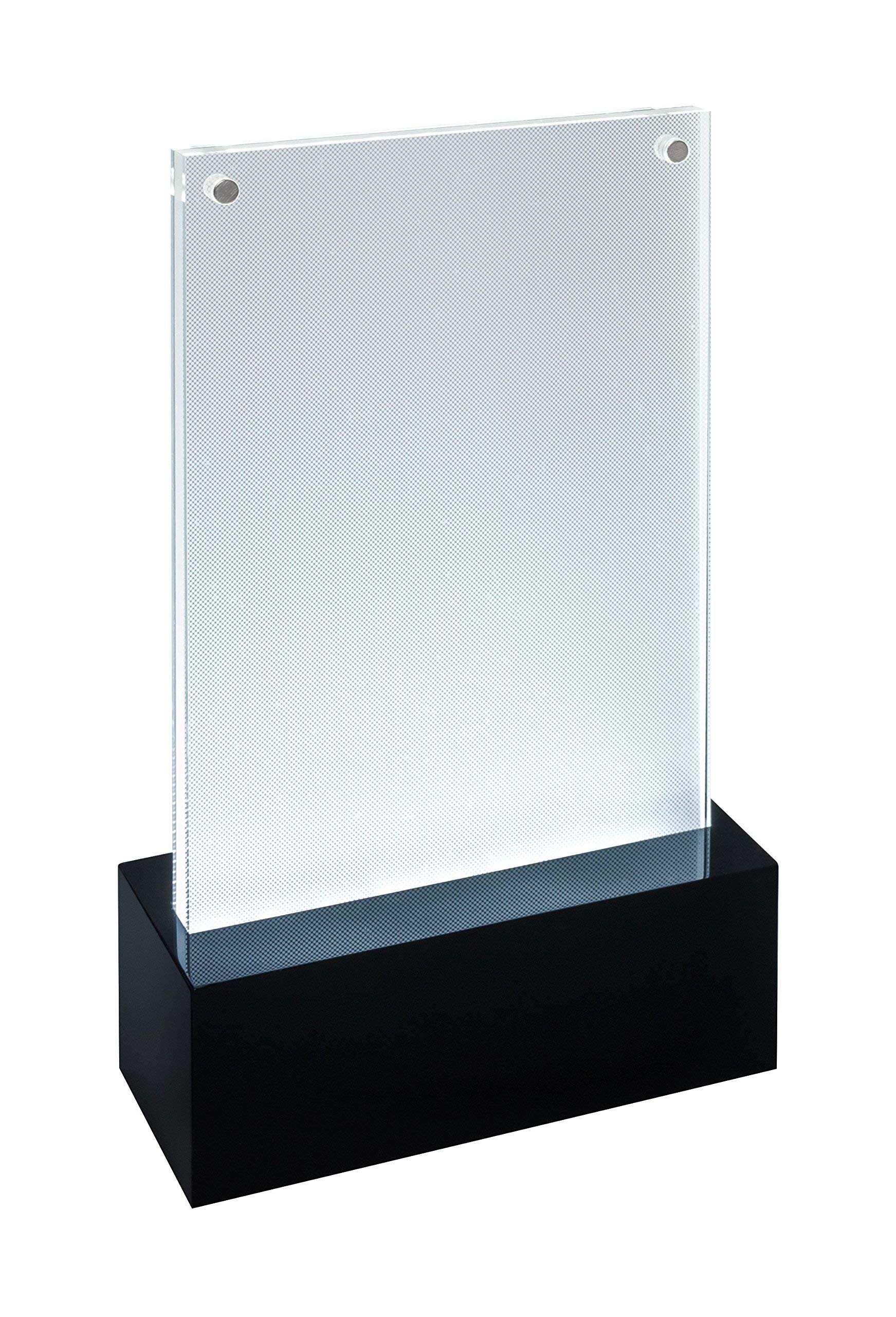 SIGEL TA423 LED Sign Holder, upright, for A6, illuminated double-sided presentation, acrylic, transparent, 1 Piece