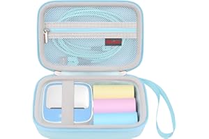 Elonbo Carrying Case Compatible with HuiJuKeJi/Notebuddy Mini Sticker Printer, Bluetooth Smart Portable Receipt Photo Printer Travel Bag, Pocket Inkless Thermal Printer Storage Holder, Blue, L28QL-04
