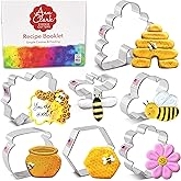 Bee Cookie Cutters 7-Pc. Set Made in the USA by Ann Clark, Cute Bee, Small Flower, Honey Pot, Beehive, Honeycomb and more