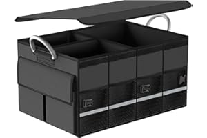 TK-YBX1ZSQ Trunk Organizer for SUV - Car Organizer with Removable Cooler Bag,Collapsible Multi Compartment 1680D Waterproof Sturdy Cargo Storage for Car Accessories Women Men (Extra Large)