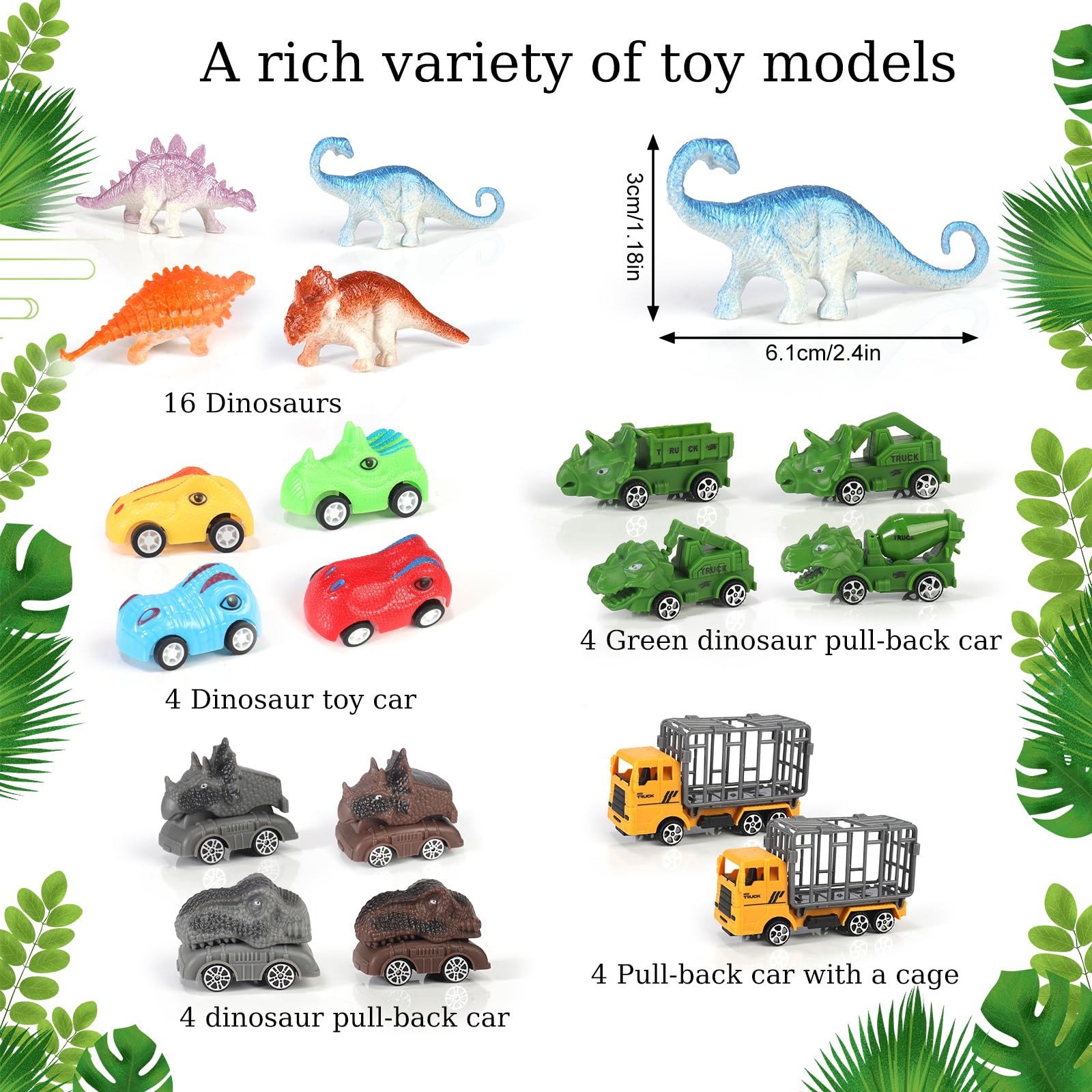 Calendario de adviento 2025 para niños, calendario de cuenta atrás de dinosaurios, calendario de adviento de Navidad para niños, furgoneta de dinosaurios, coche de dinosaurios, mini dinosaurio, para