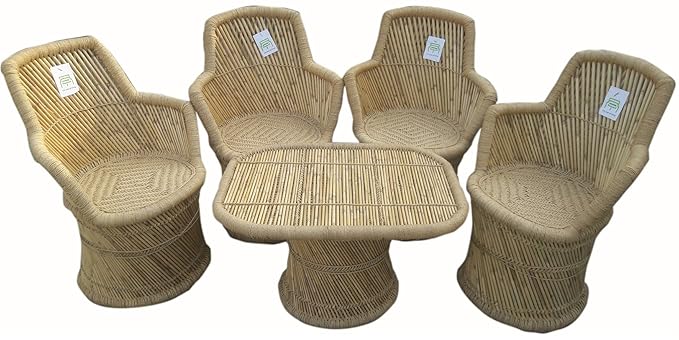 Ecowoodies Ajuga Sitting Garden Furniture Set - (Beige: 4 Chairs +1 Table)