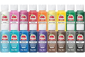 Apple Barrel Acrylic Craft Paint Set, Perfect for Arts & Crafts, 2 fl oz Each, 18 Assorted Matte Colors, 18 Count