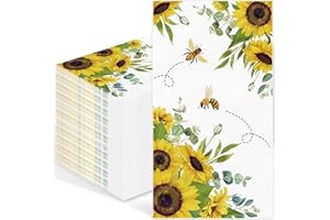 IANFEPH 100PCS Summer Sunflowers Paper Napkins 3 Ply Sunflower Bee Decorative Hand Towels for Bathroom,Summer Flower Disposable Dinner Guest Napkins for Table Decor Holiday Party Weddings Bridal Shower