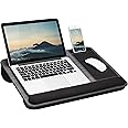 LAPGEAR Home Office Pro Lap Desk with Wrist Rest, Mouse Pad, and Phone Holder - Gray Wood Grain - Fits up to 15.6 Inch Laptop