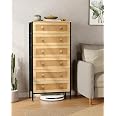 Cassettiera In Rattan Naturale, 6 Cassetti, Per Camera Da Letto E Soggiorno 110x40x75 Cm Marrone
