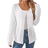 Libsorge Womens Lightweight Button Down Cardigan Sweater Fall 2025 Thin Sheer Knit Crew Neck Long Sleeve Pullover Sweaters