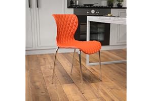 EMMA + OLIVER Contemporary Design Orange Plastic Stack Chair
