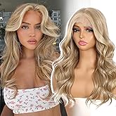BABEHERS Blonde Lace Front Wig 13x4 Pre Plucked Synthetic Wig for Women Highlight Ash Blonde Natural Looking Body Wave Cosplay Daily Party Use