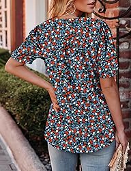 KISSMODA Women's Tunic Tops Casual V Neck Short