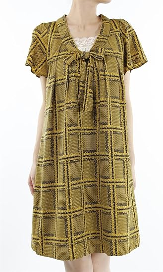 Amazon Co Jp リーアスタリスク Reasterisk チェックフラワータイワンピース イエロー 服 ファッション小物