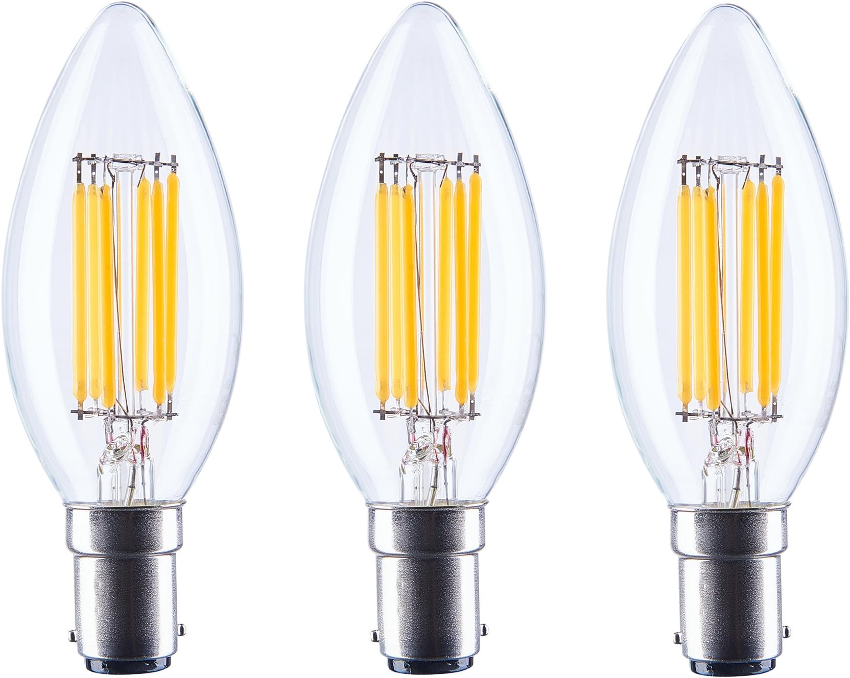 ASELIGHT 6W C35 Dimmable Led Candle Light Bulb,Clear Glass 4000K 600 Lumens B15 Screw C35, Replace 60W Incandescent Candle Bulbs,Daylight Neutral White C35B-B15-4000K,3 Pack [Energy Class A++]