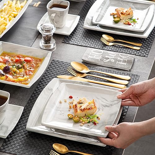 Marble Grey Malacasa Dinner Sets MALACASA Dinnerware Sets, 32
