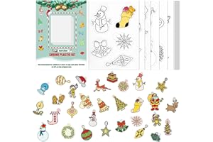 Warckon 18Pcs Christmas Shrink Sheets Decorations Include 90 Christmas Patterns, 30 Assorted Designs, Make Your Own Christmas Halloween Decorations, Creative Activities for Kids