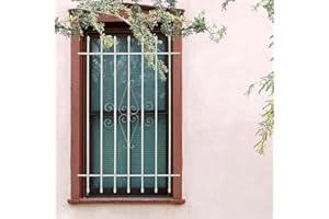 HOUSAGIES Grisham Spear Point Heavy-Duty Window Bars (White, 36"X54") Window Safety Guards for Childen, Outdoor Prevent Burglary Window Security Bars