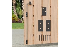 DJSUNPACKING 36" Heavy Duty Cane Bolt Gate Drop Rod with Black Finish-Steel Gate Ground Latch Designed for Wood Metal Vinyl Gates or Double Doors Fence Applications-1 Pack