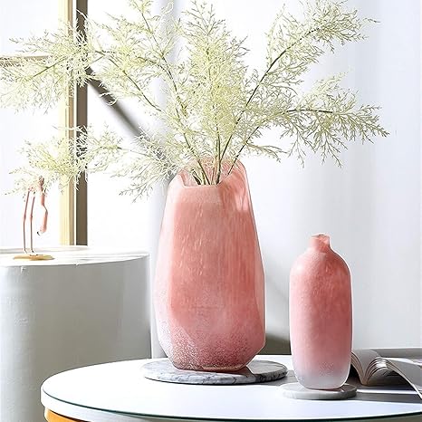 Amazon 花瓶 ピンクの幾何学的な大理石のガラス花瓶の花の配置リビングルームの花花瓶ガラス花瓶のガラス容器 Color Yellow 花器 インテリアボウル オンライン通販