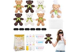Aneco 6 Sets Bottle Chug Baby Shower Games, Bear Themed Baby Shower Blindfolded Diaper Changing Game Kits with Plastic Bottle