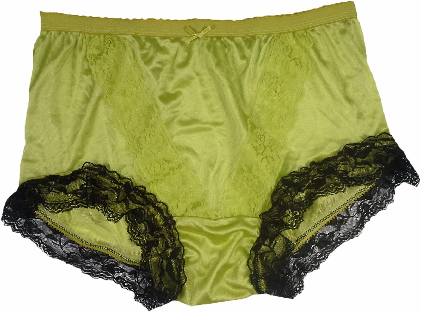 NLH07D10 Lime Green Handmade Panties Nylon Men Briefs Underwear Women Plus Lingerie Silky Undies Ladies