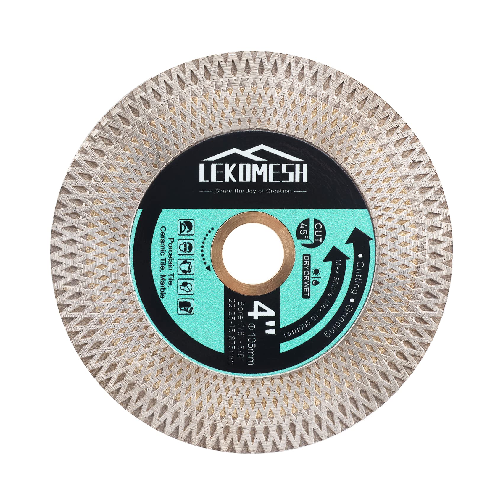 Diamond Tile Cutting Discs 105MM - Diamond Cutting Grinding Discs LEKOMESH for Porcelain Ceramic Tile Marble Granite Artificial Stone, Discs with X Mesh Rim