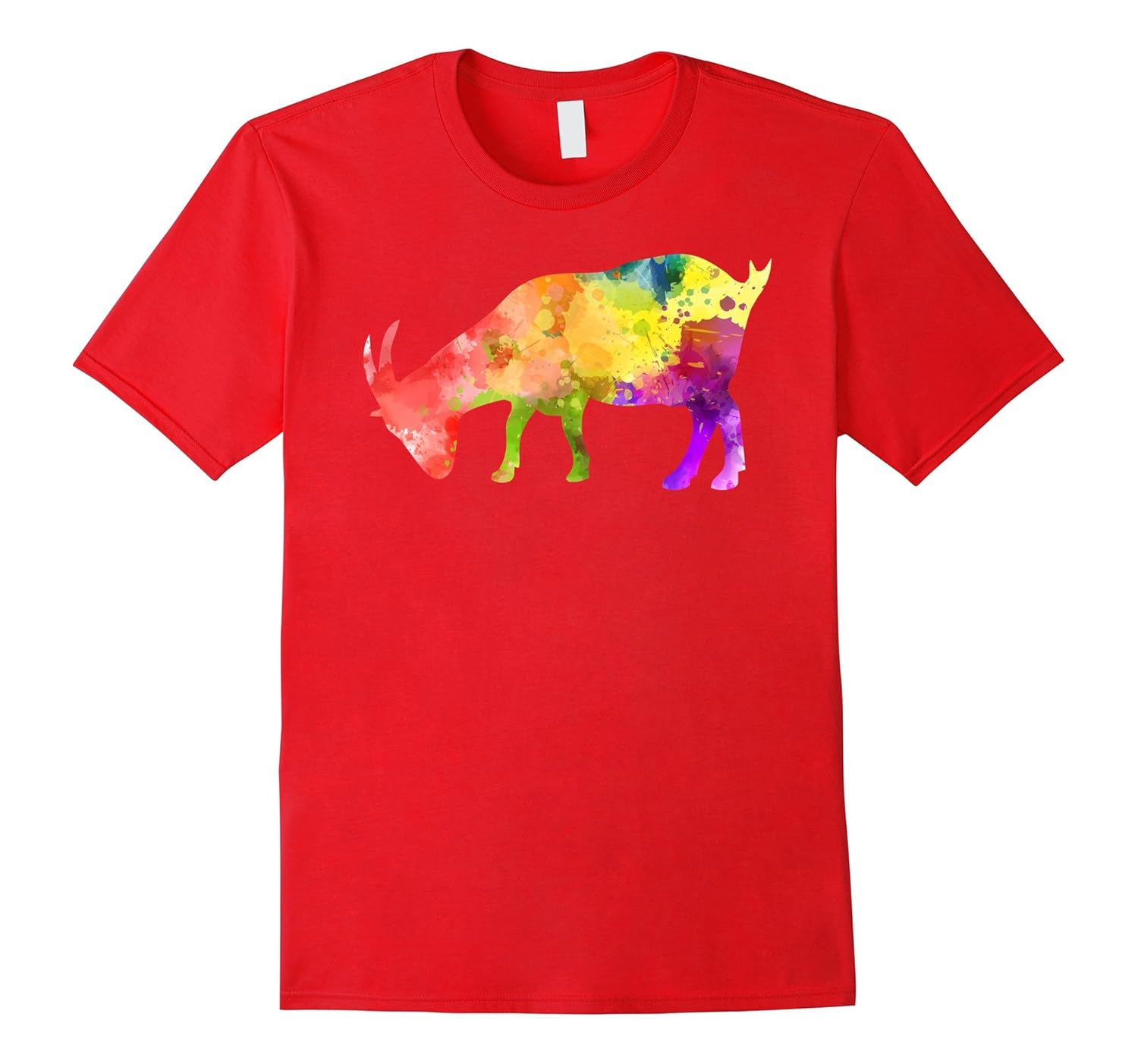 Watercolor Splash Love Goat Tee Shirt-Rose