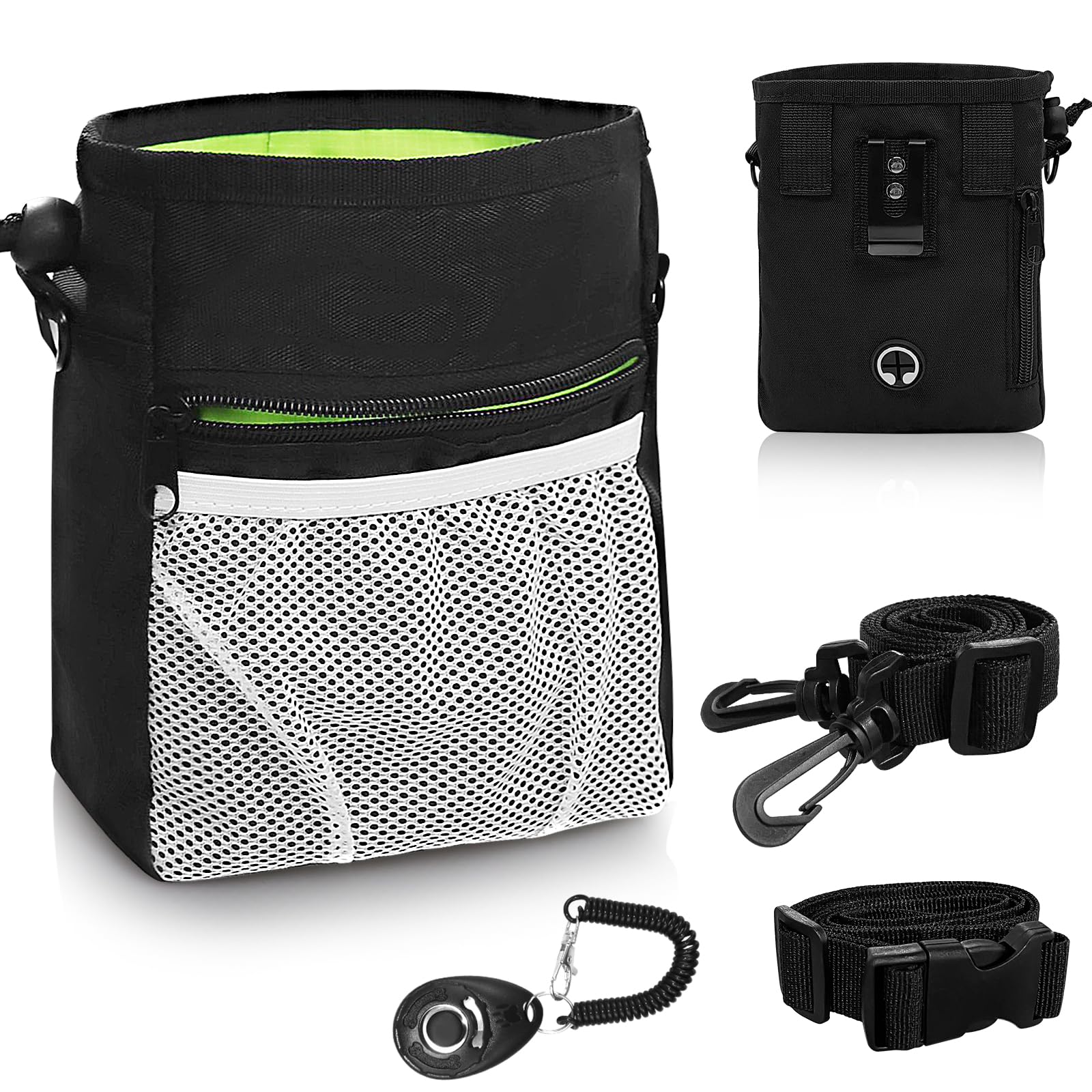 Grantop Dog Treat Pouch,Dog Walking Bags Crossbody with Training Clicker,3 Ways to Wear Dog Treat Training Pouch Bag,Dog Treat Bag Dog Walking Bag for Puppy Travel or Outdoor Use