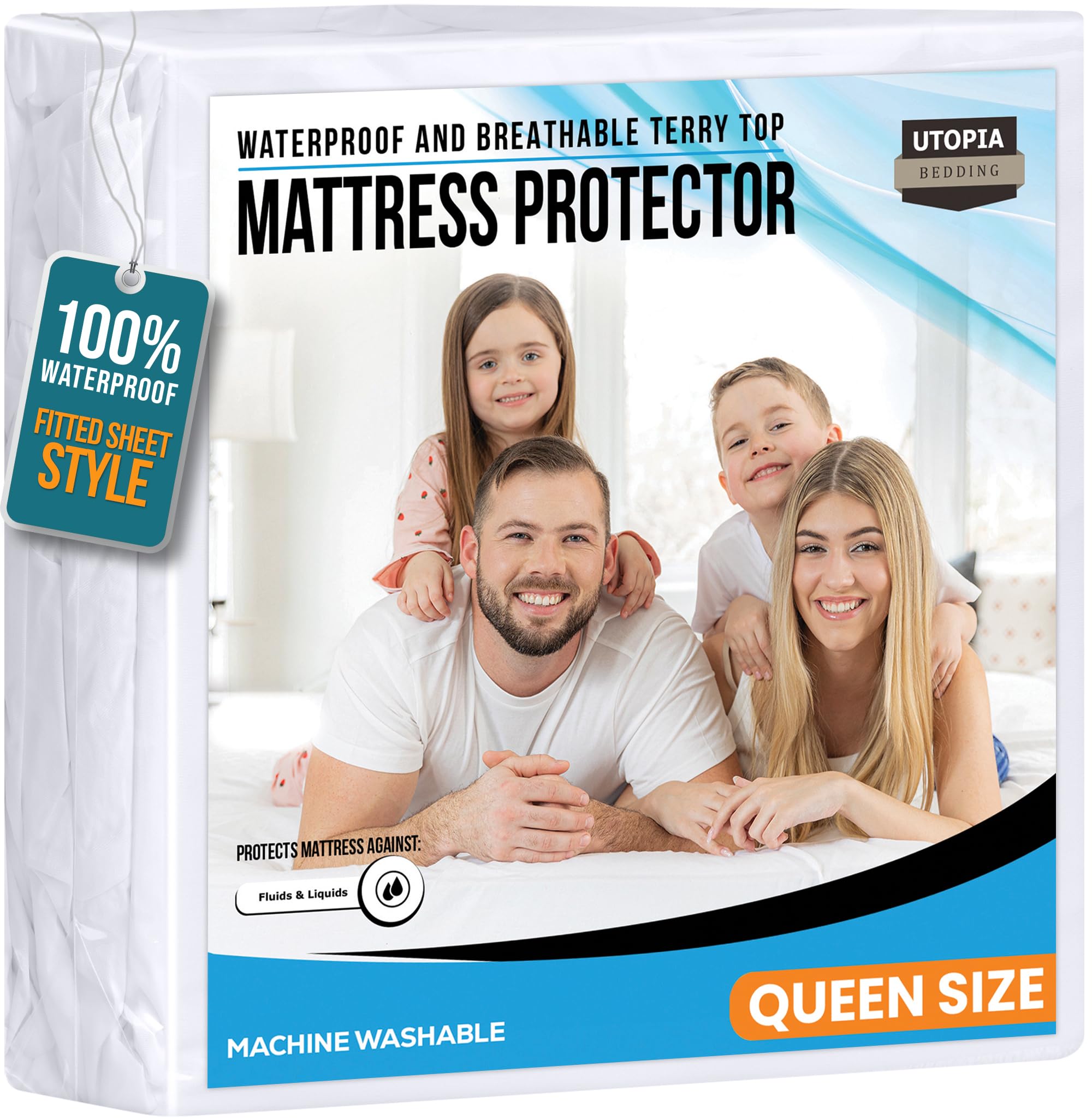 Photo 1 of ***SIILAR ITEM***
Utopia Bedding Waterproof Mattress Protector Queen Size, Premium 200 GSM Terry Mattress Cover, Soft & Breathable Bed Cover, Fitted Sheet Style with Stretchable Deep Pockets 17" (White)