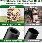 Amagabeli 4ft Firewood Log Rack with Waterproof Cover, Large Capacity view 2