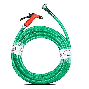 Pepper Agro Garden Car Wash Watering Brass Water Gun with Braided Hose Pipe 1/2 inch, 30 Meter