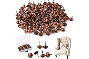 Rustark 300-Pcs 7/16'' [11mm] Antique Upholstery Decorative Tacks Furniture Sofa Thumb Tacks Nails Pins Assortment Kit for Upholstered Furniture Cork Board - Red Copper