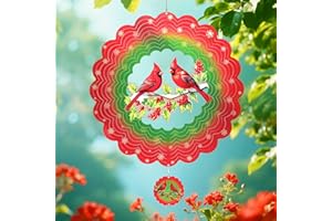 MRHEPHAESTUS Cardinal Metal Wind Spinners, Cardinal Gifts for Christmas Women Mom Grandma Wife Men, 12 inch 3D Stainless Steel Hanging Wind Spinner for Outdoor Indoor Yard Art Garden Decorations