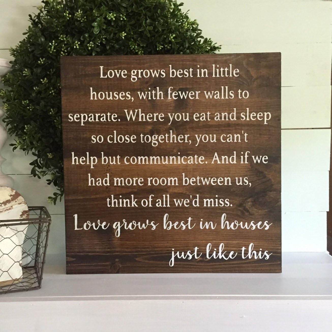 cwb2jcwb2jcwb2j Love grows best in little house sign, love grows, wood sign, custom sign, wooden sign, farmhouse sign, home decor, rustic sign, wall hanging 16" x 16"