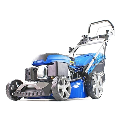 Hyundai 18"/46cm 139cc Electric-start Self-propelled Petrol Lawnmower, 6 Adjustable Cutting Heights, Large 70l Grass Bag, Foldable Handles, 3 Year Warranty