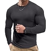JMIERR Mens Muscle Shirt Slim Fitted Long Sleeve Anti-Wrinkle Casual Workout Gym T Shirts Crewneck