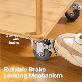 H&S Heavy Duty Castor Wheels Set of 4 50mm Rubber Swivel with Brakes view 4