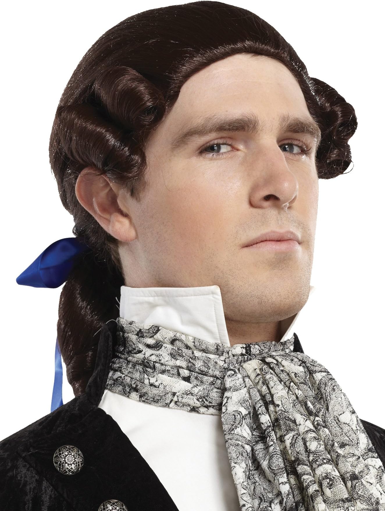 UHC Ponytail Bow Wig Colonial George Washington Hair Halloween Costume Accessory (Auburn)
