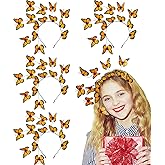 Zeyune 4 Pack Day of The Dead Headbands for Women Butterfly Fascinator Hat Monarch Butterfly Hair Clips Orange Accessories Mexican Indian Diwali Dia De Los Muertos Headpiece