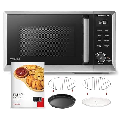TOSHIBA 6-in-1 Inverter Countertop Microwave Oven Healthy Air Fryer Combo, MASTER Series, Air Fryer, Broil, Convection, Speedy Combi, Even Defrost, Sound On/Off 27 Auto Menu Stainless Steel