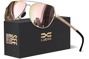 LUENX Aviator Sunglasses for Men Women Polarized New Shades Large Metal Frame - UV 400 Protection