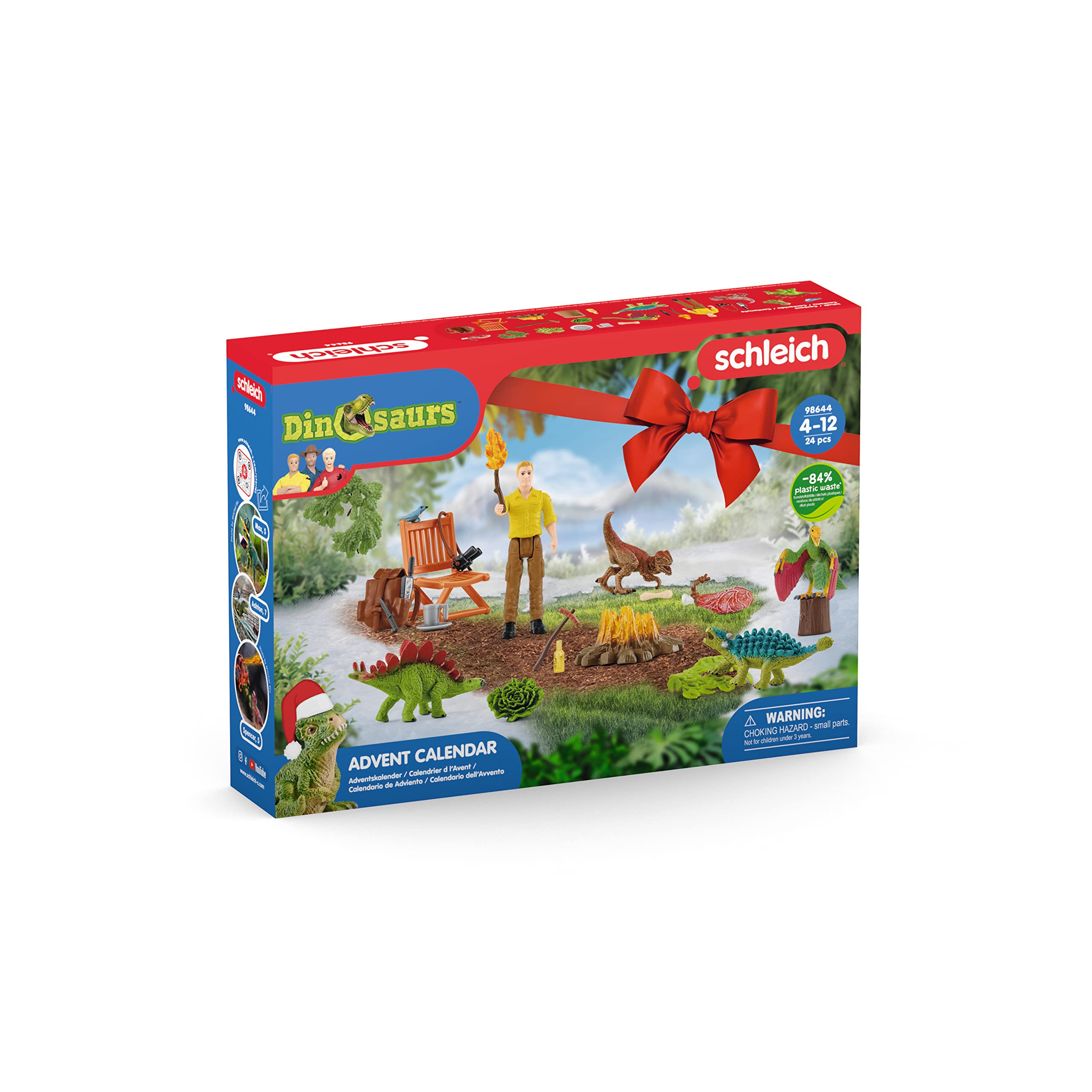 schleich 98644 Advent Calendar, for Children from 5 Years, Dinosaurs Play Set