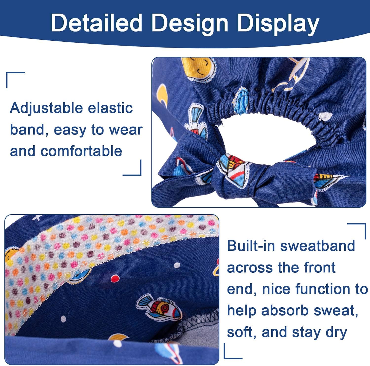 4 Pieces Scrub Cap with Button Printed Adjustable Bouffant Cap Unisex Scrub Hat Hair Cover at  Women’s Clothing store